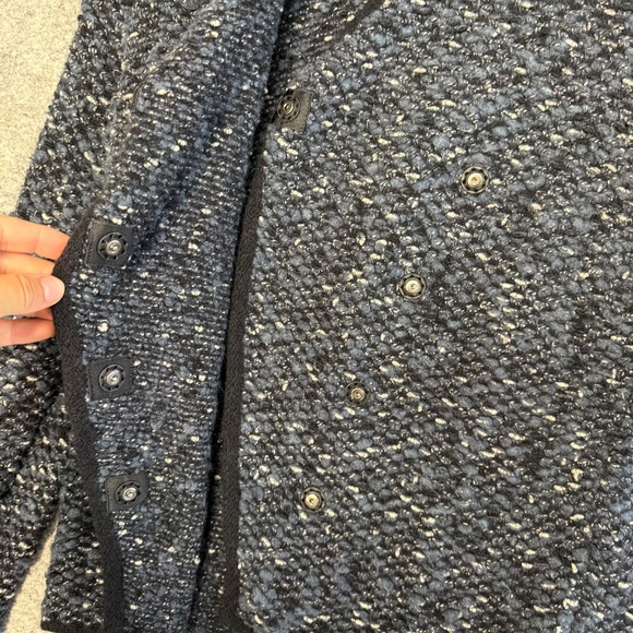 Armani Collezioni Womens Navy Blue Textured Tweed Knit Jacket Blazer Size 8 - Picture 12 of 13